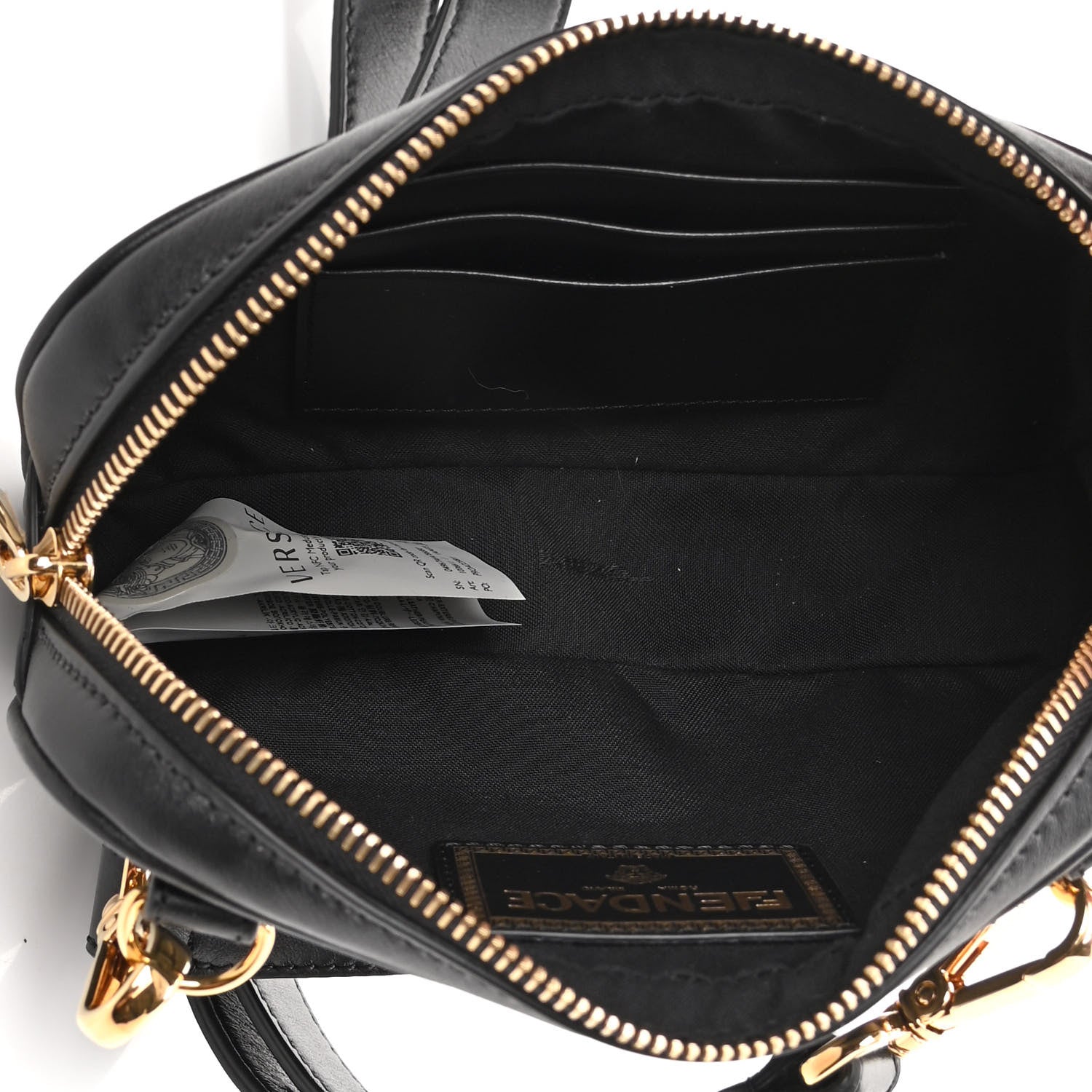 Fendi X VERSACE Vitello Cover Fendace Medusa Small Camera Case Black Gold 5 of 12