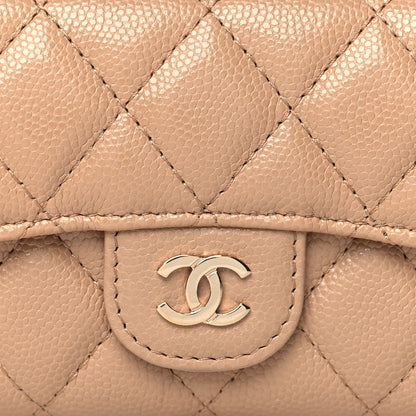 Chanel Caviar Quilted Flap Card Holder Wallet Beige 9 of 9