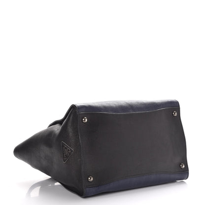 Prada Glace Calfskin Large Twin Pocket Tote Baltico Black 4 of 13