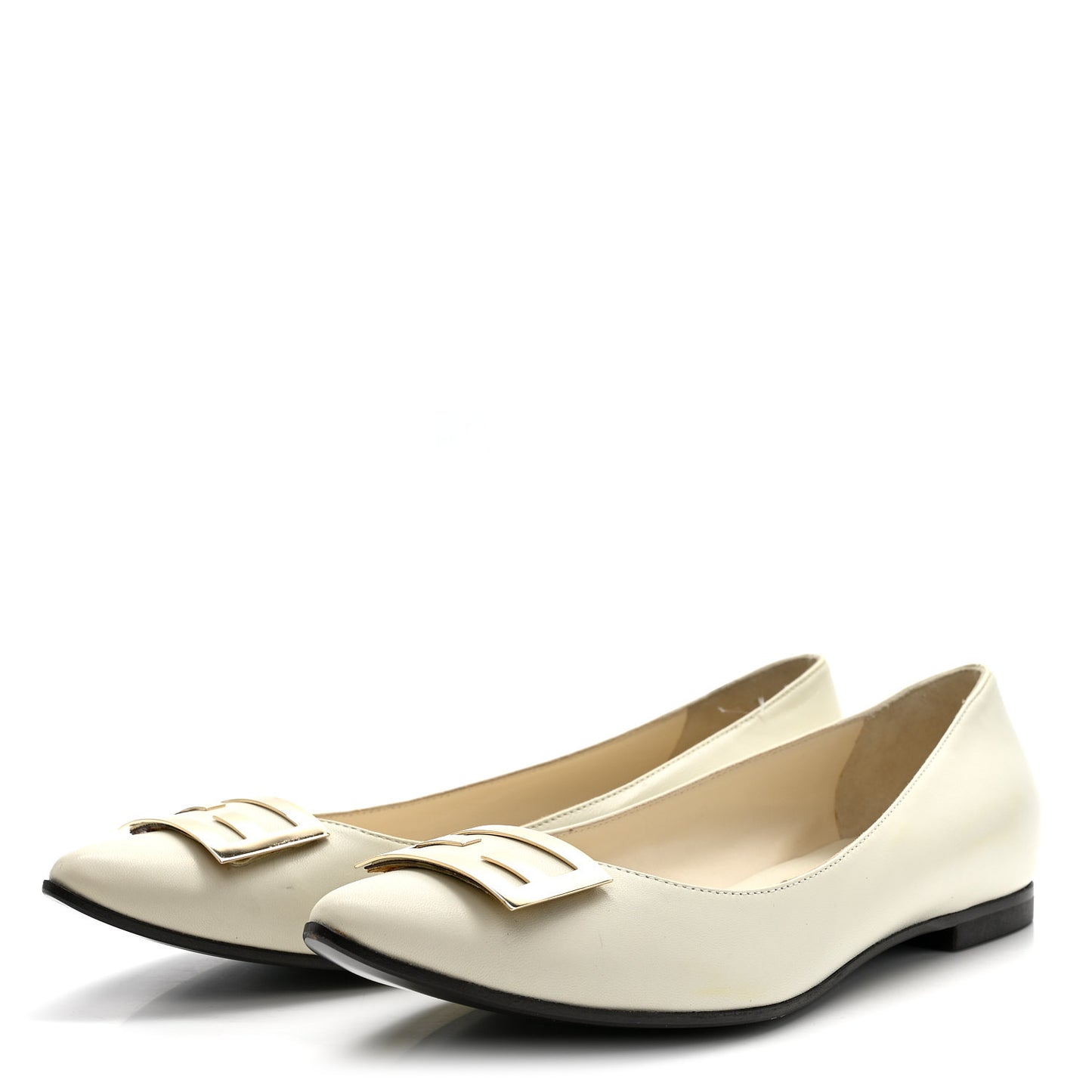 Vitello Cuoio FF Ballerina Flats 37.5 White