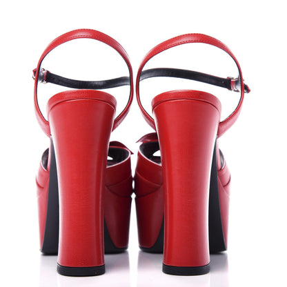 Saint Laurent Goatskin Candy 80 Platform Sandals 36 Red 7 of 11