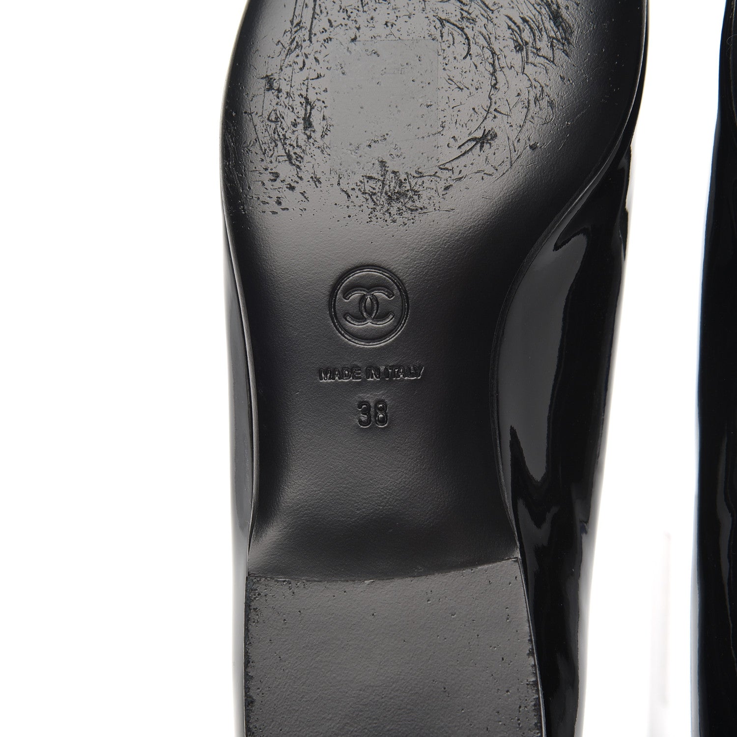 Chanel Patent CC Mocassin Loafers 38 Black 7 of 12