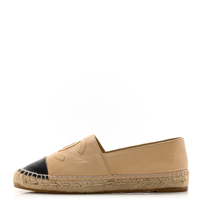 Chanel Lambskin CC Espadrilles 38 Beige Black 1 of 11