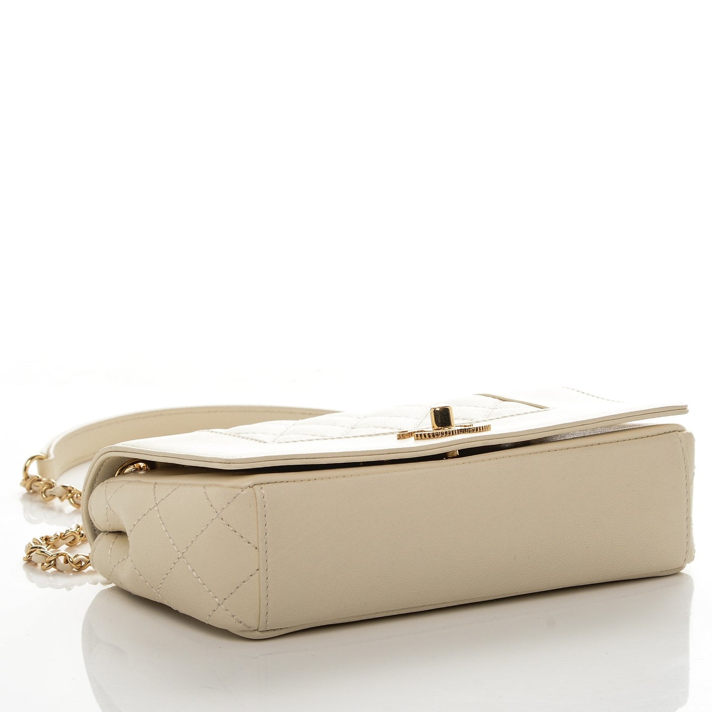Sheepskin Quilted Small Vintage Mademoiselle Flap Light Beige