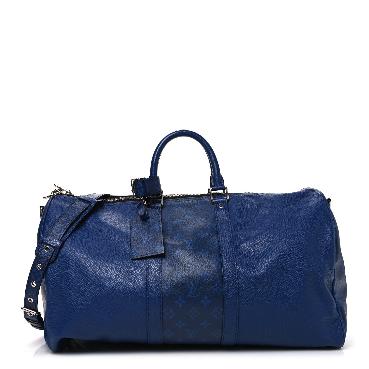 Louis Vuitton Taiga Monogram Eclipse Keepall Bandouliere 50 Pacific Blue 1 of 10