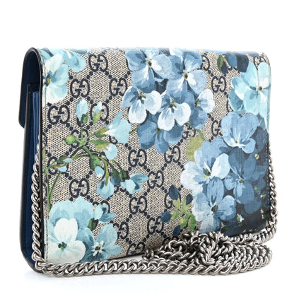 Gucci GG Supreme Monogram Blooms Mini Dionysus Chain Wallet Beige Blue Navy Vintage Blue 3 of 10