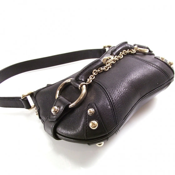 Leather Horsebit Small Handbag Black