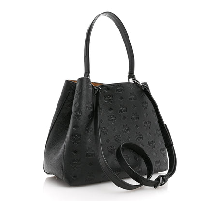 MCM Calfskin Ottomar Monogram Sarah Convertible Hobo Black 3 of 10