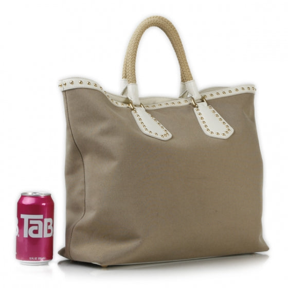Prada Jacquard Canvas Logo Studded Tote 2 of 15