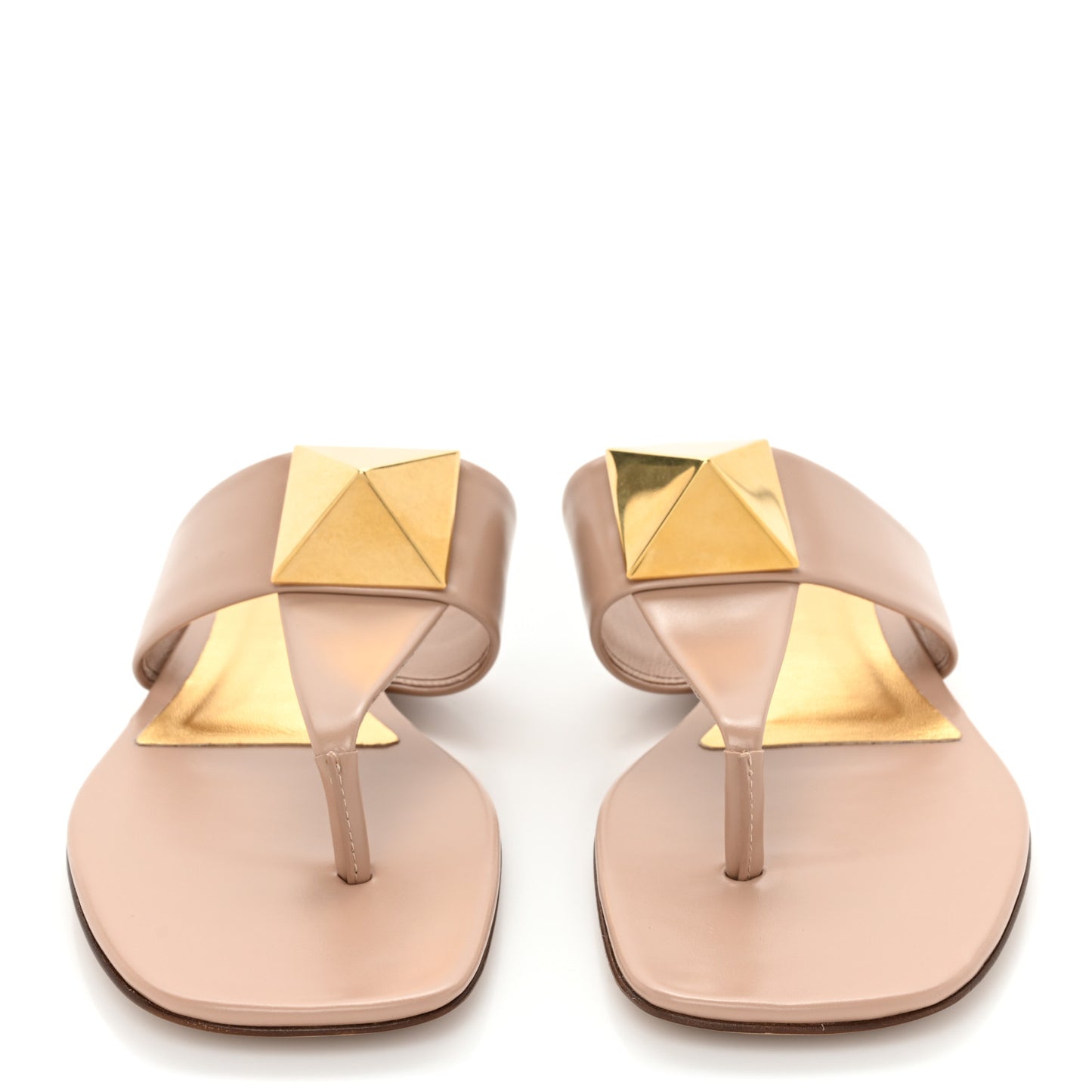 Calfskin One Stud Flat Thong Sandals 38 Rose Cannelle