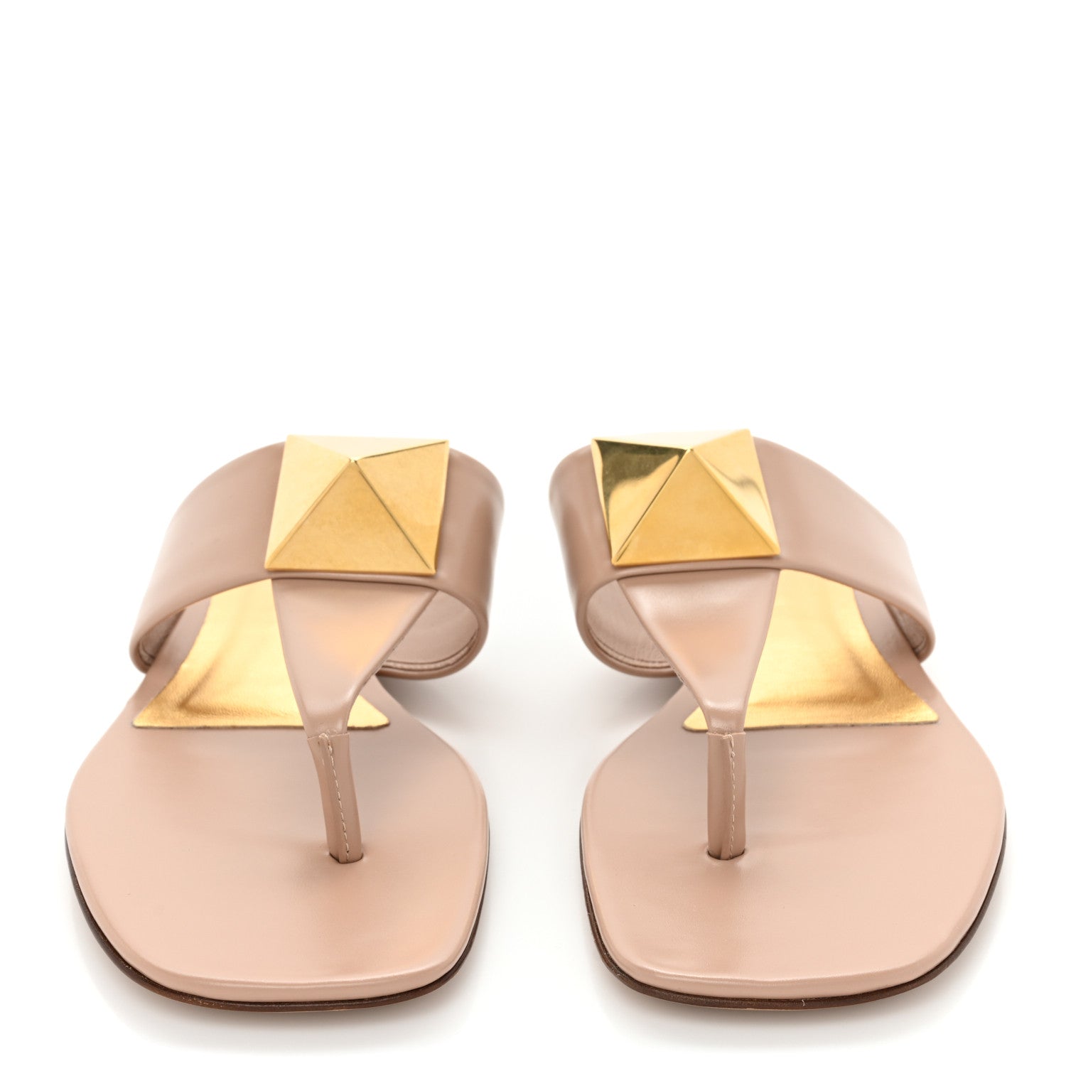 Valentino Garavani Calfskin One Stud Flat Thong Sandals 38 Rose Cannelle 2 of 10