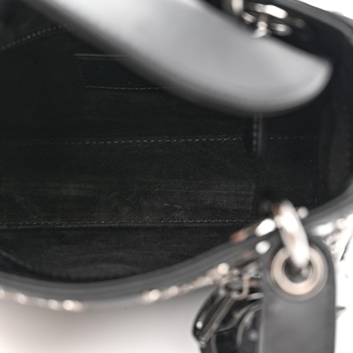 Lambskin Cannage Lucky Star Studded Mini Lady Dior Black Black