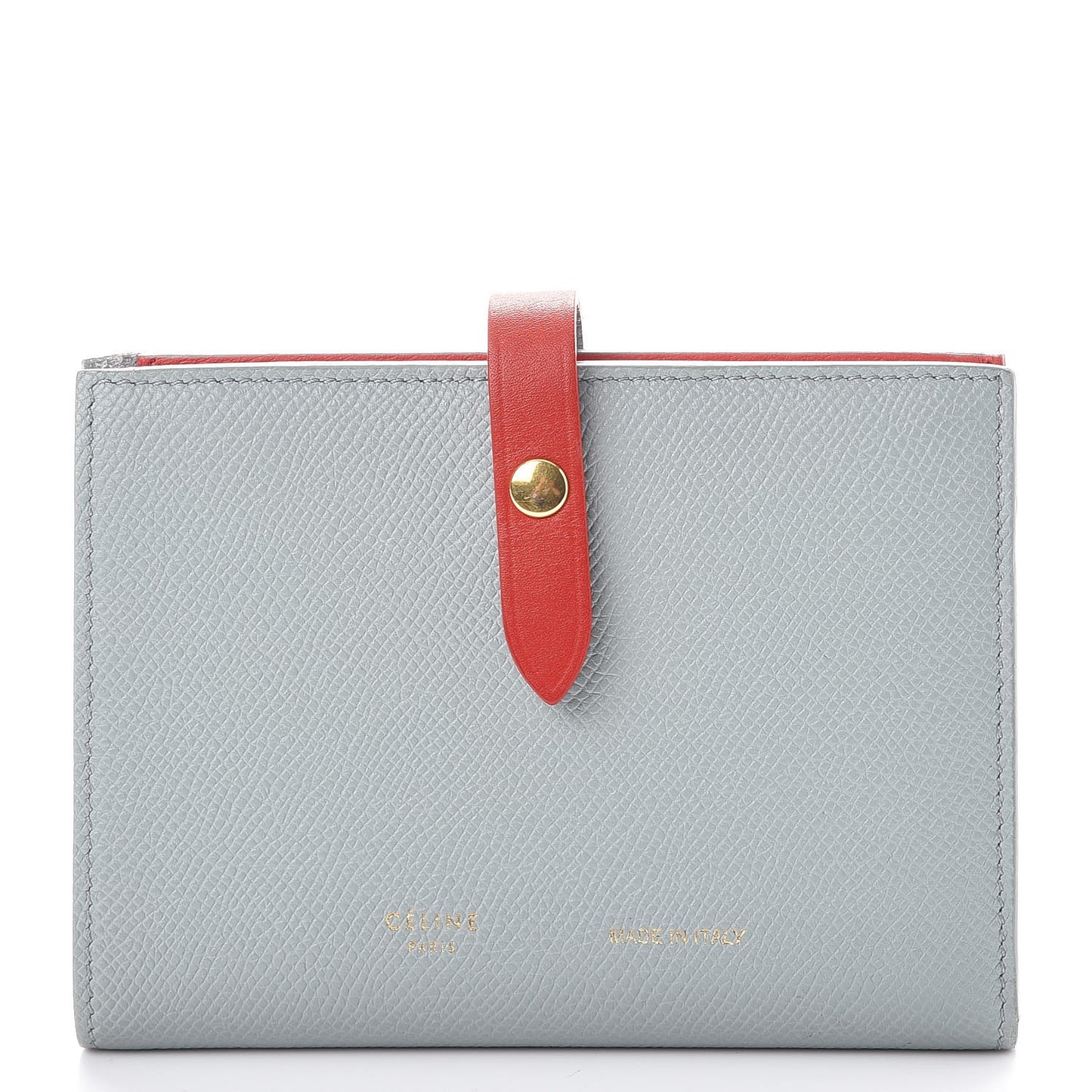 Grained Calfskin Medium Multifunction Strap Wallet Blue