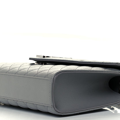 Saint Laurent Grain De Poudre Textured Mixed Matelasse Medium Triquilt Monogram Satchel New Stone 10 of 11