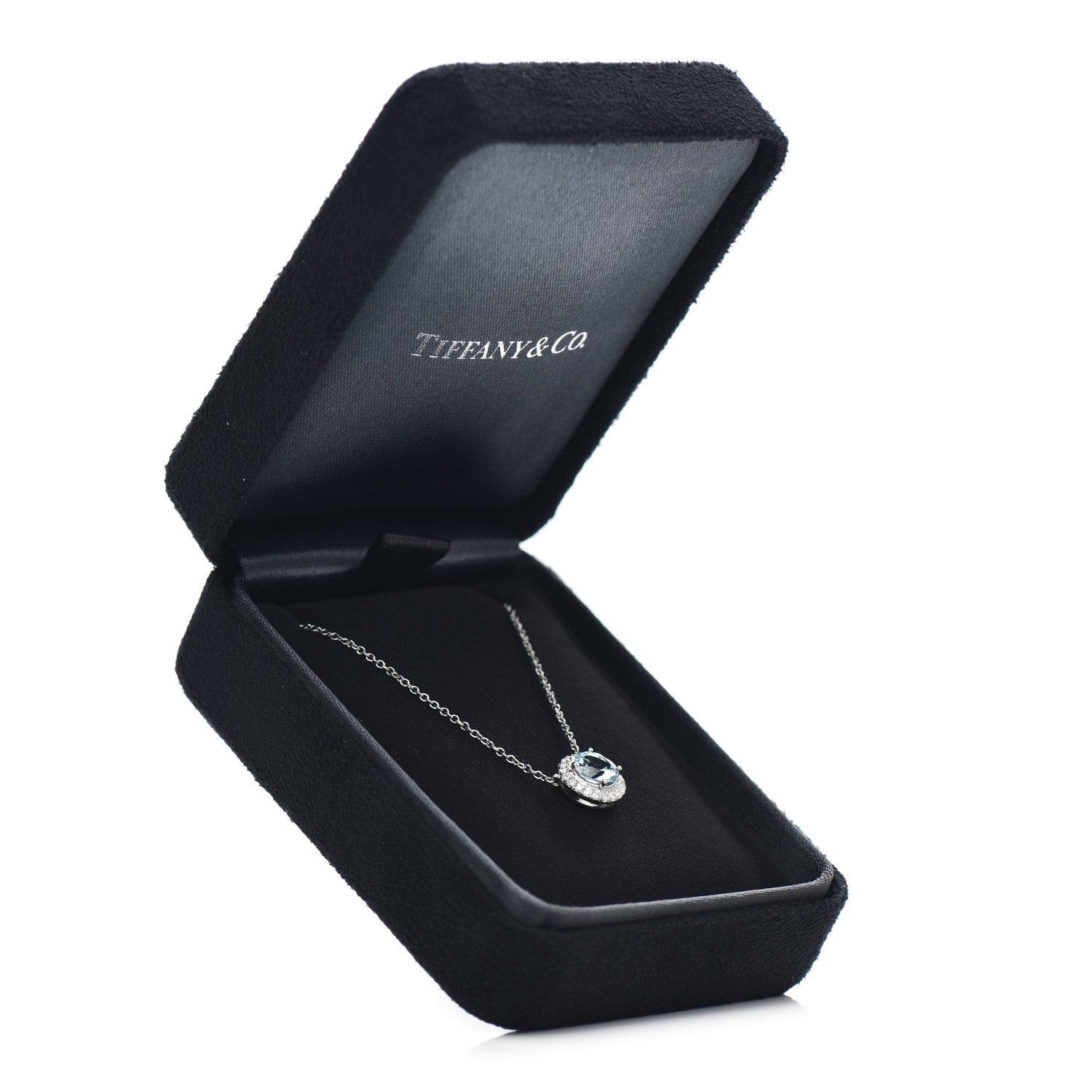 Tiffany Platinum Diamond Aquamarine Soleste Pendant Necklace 5 of 5