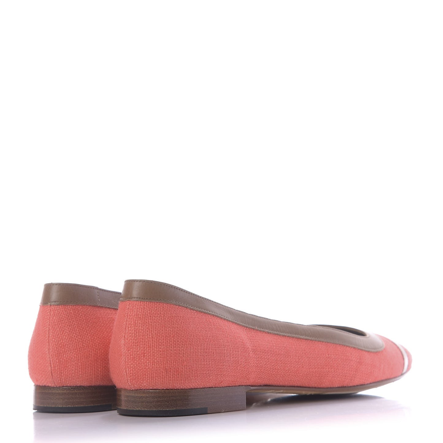 Linen Calfskin Infinitif Ballerina Flats 37 Orange Poppy Natural