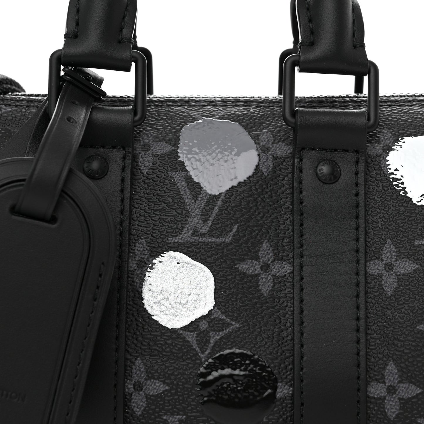 LV X YK Monogram Eclipse Keepall Bandouliere 25 Black Silver