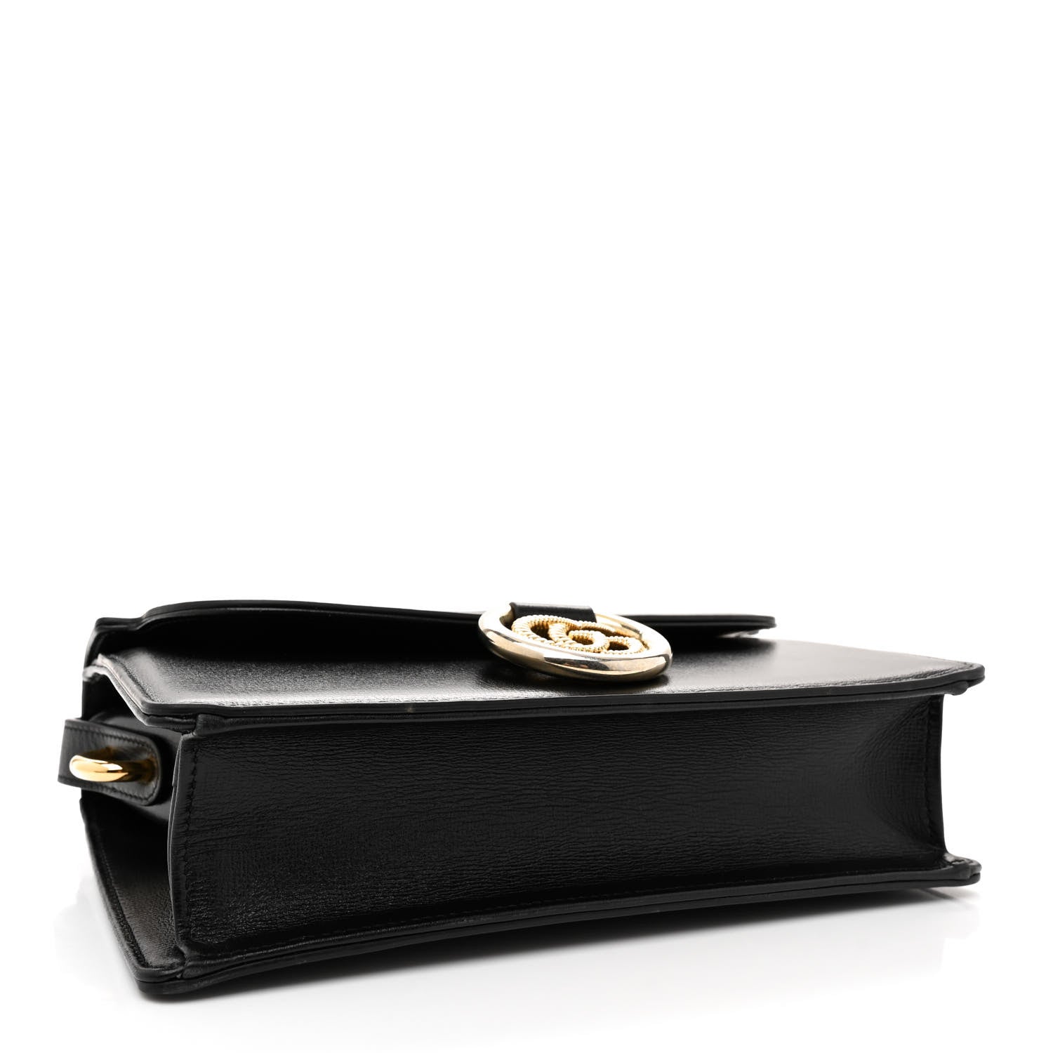 Gucci Textured Calfskin Medium Torchon GG Ring Shoulder Bag Black 4 of 12