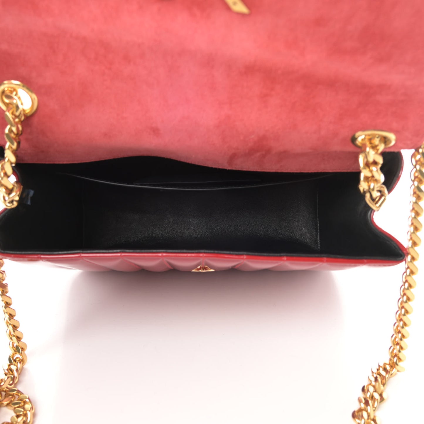 Patent Matelasse Monogram Large Vicky Chain Bag Rouge Eros