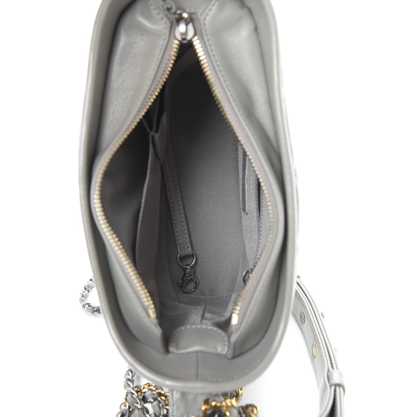 Aged Calfskin Quilted Small Gabrielle Hobo Grey