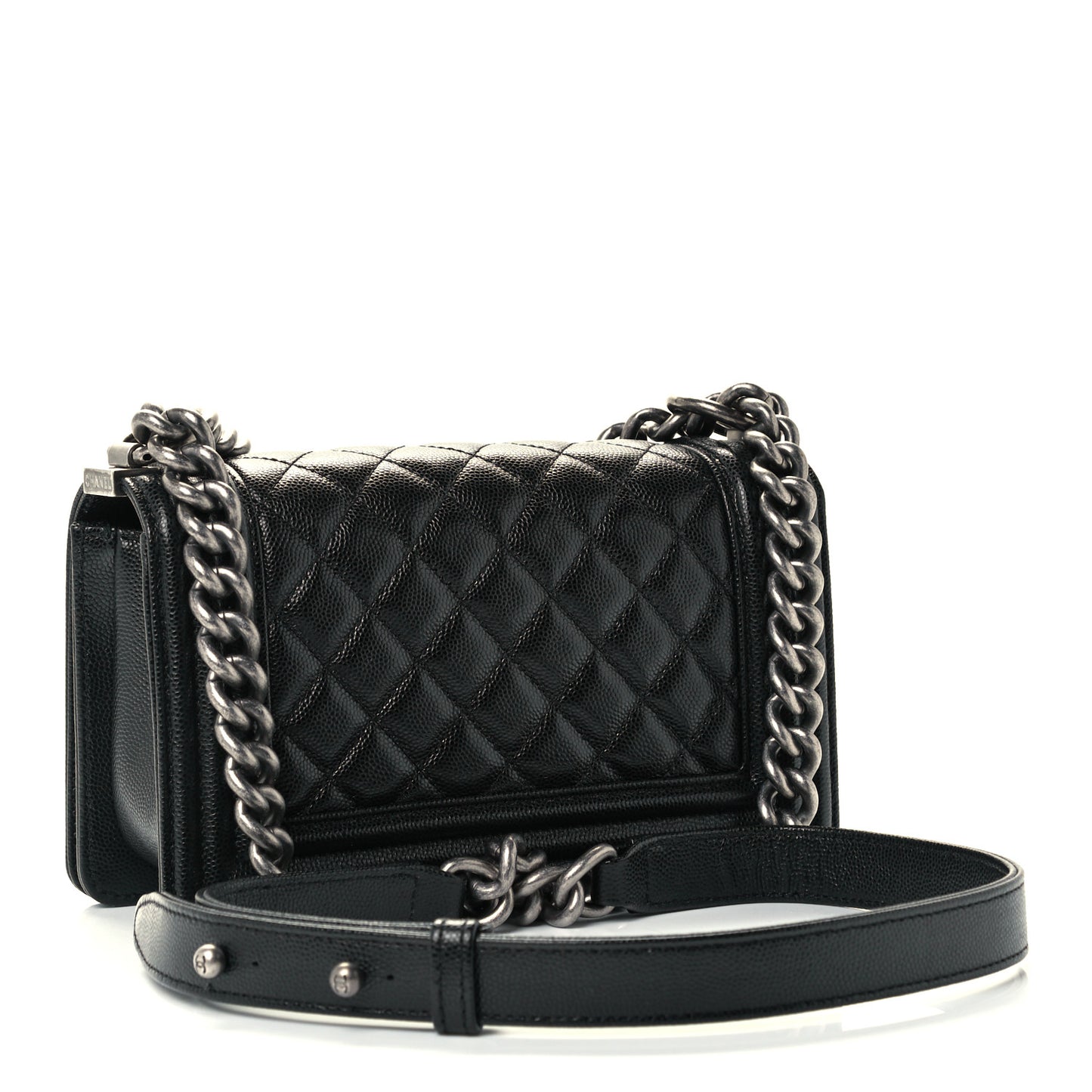 Caviar Quilted Small Boy Flap Black