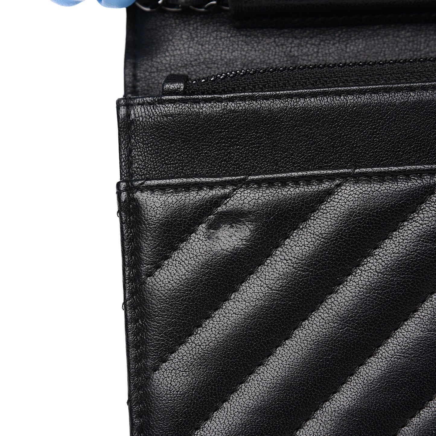 Sheepskin Chevron Reissue Wallet On Chain WOC So Black