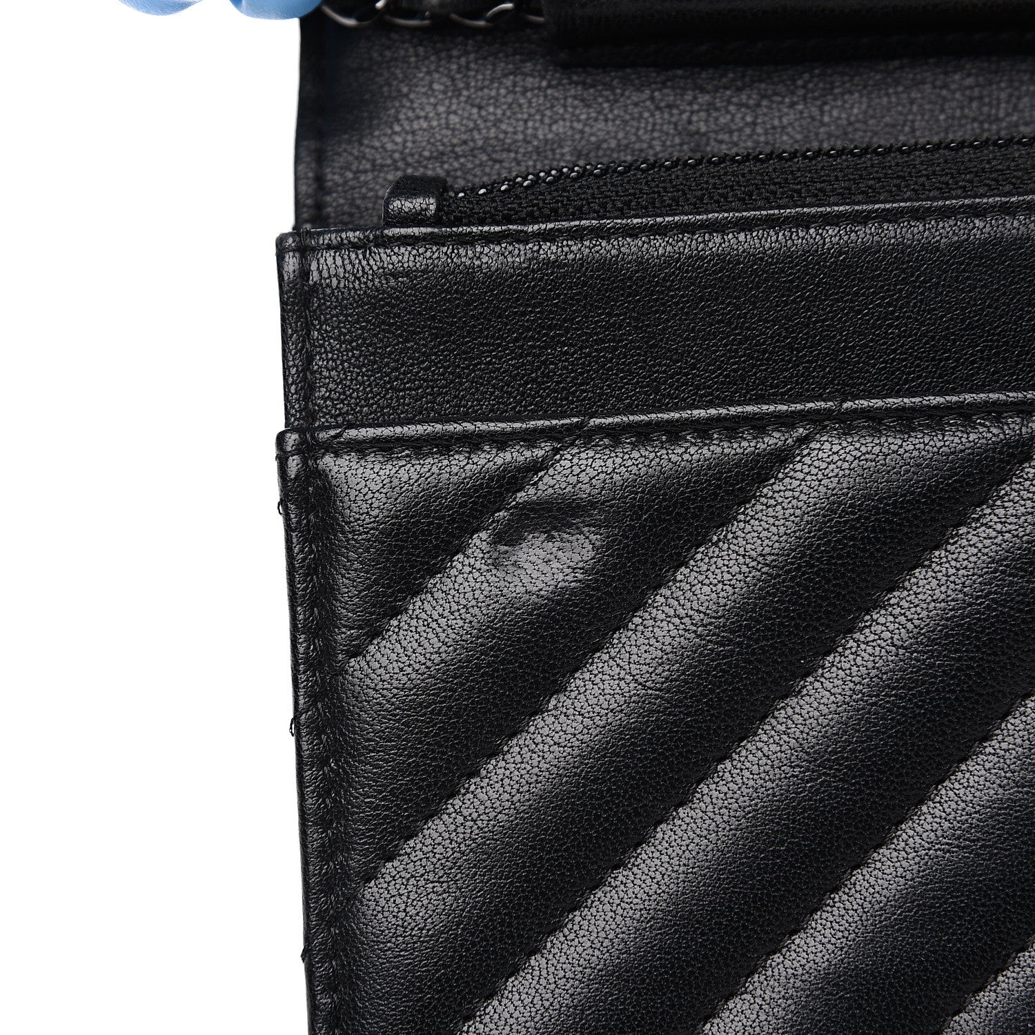 Chanel Sheepskin Chevron Reissue Wallet On Chain WOC So Black 10 of 14