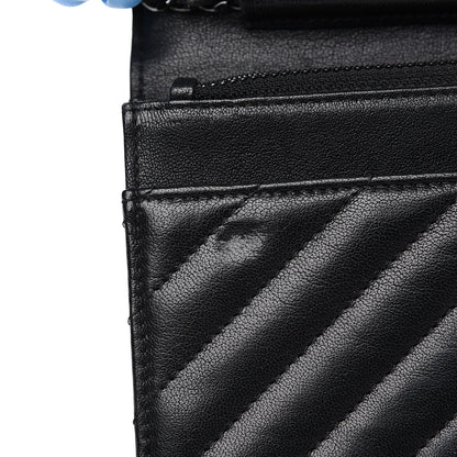Chanel Sheepskin Chevron Reissue Wallet On Chain WOC So Black 10 of 14