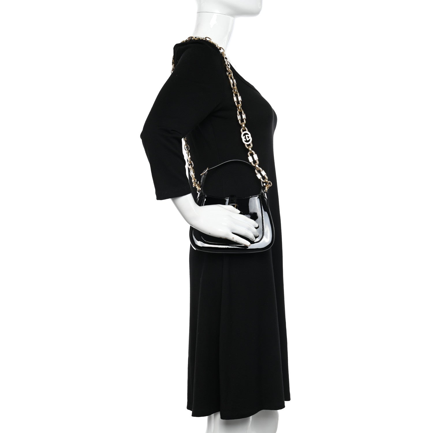 Gucci Patent Mini Jackie 1961 Crystal Hobo Black 2 of 10