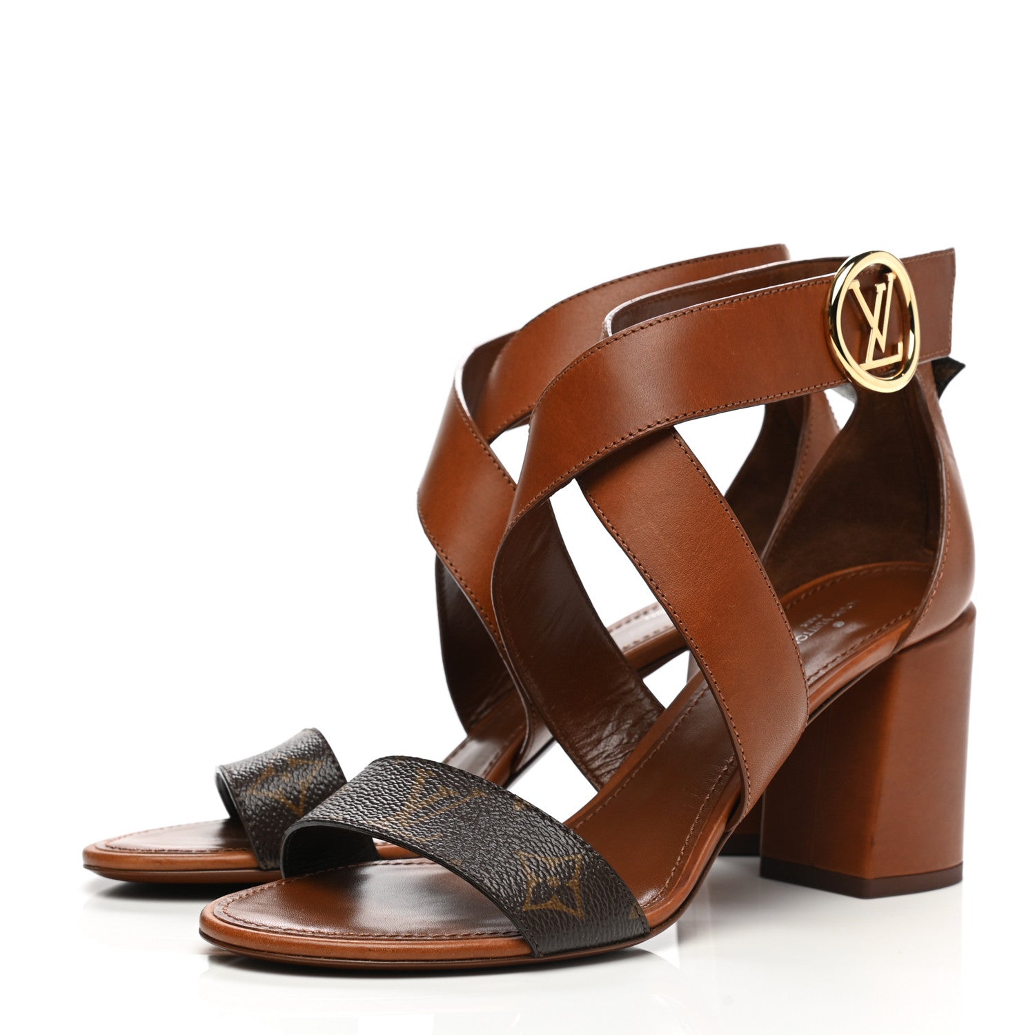 Louis Vuitton Calfskin Monogram Horizon Sandals 40 Cognac Brown 3 of 11