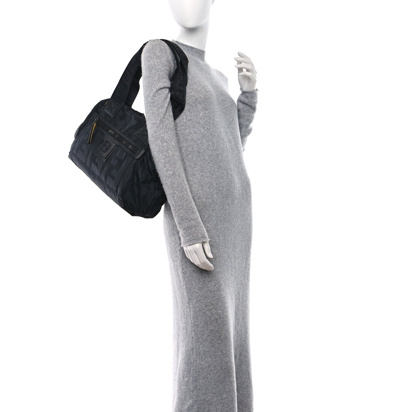 Nylon FF Shoulder Bag Black