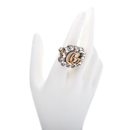 Gucci Metal Crystal Marmont Ring M Aged Gold 2 of 6