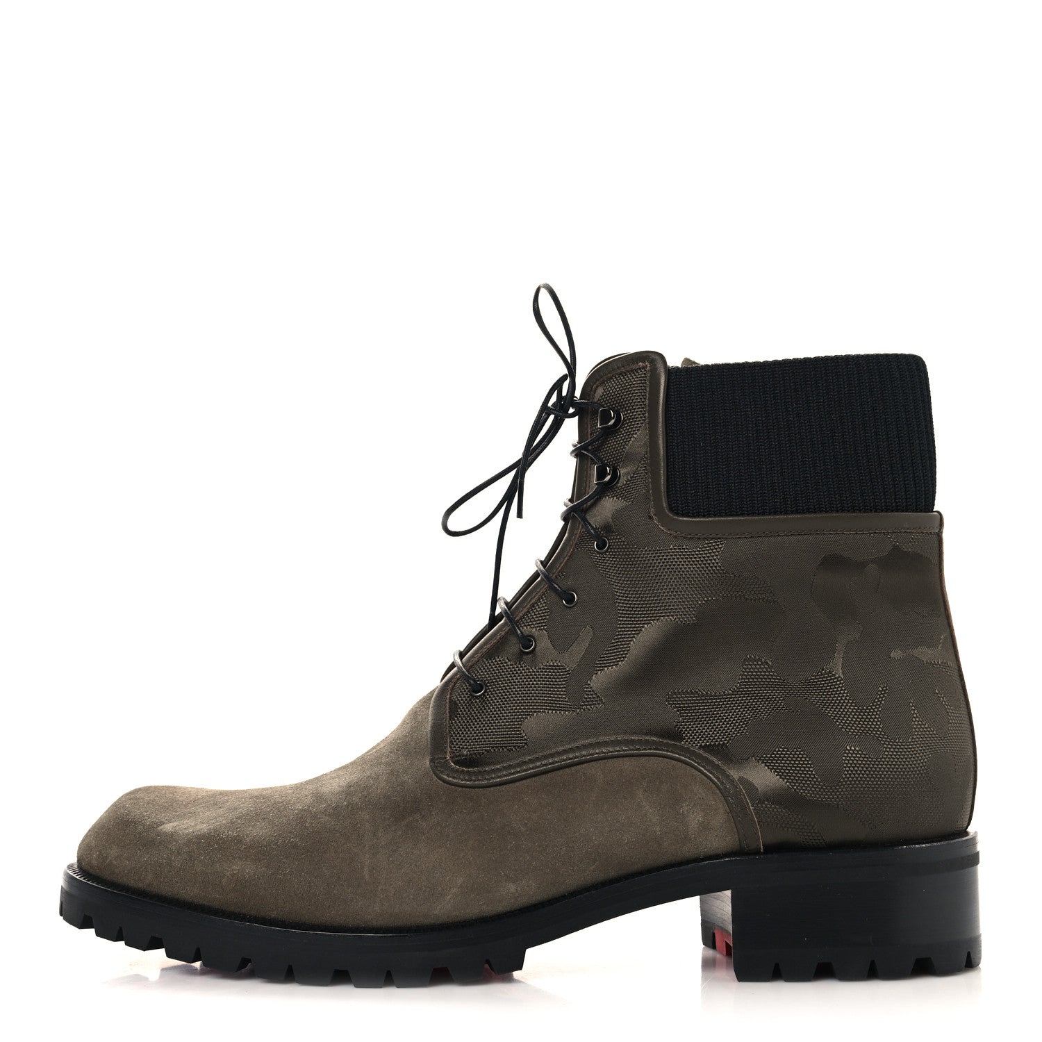 Christian Louboutin Suede Camouflage Mens Trapman Flat Boots 46 Khaki 1 of 8