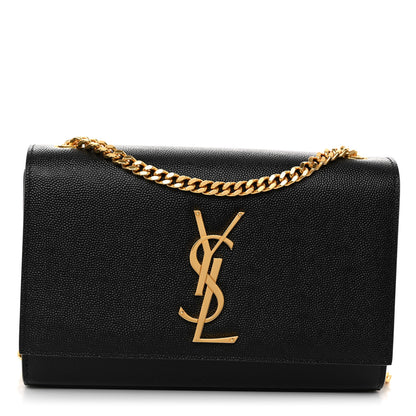 Saint Laurent Grain De Poudre Small Monogram Kate Satchel Black 1 of 9