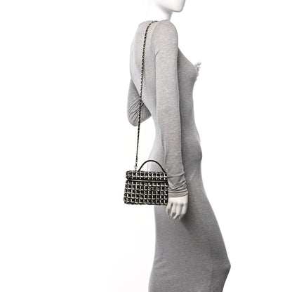 Chanel Tweed Quilted Top Handle Slim Long Vanity Black Ecru White 2 of 10