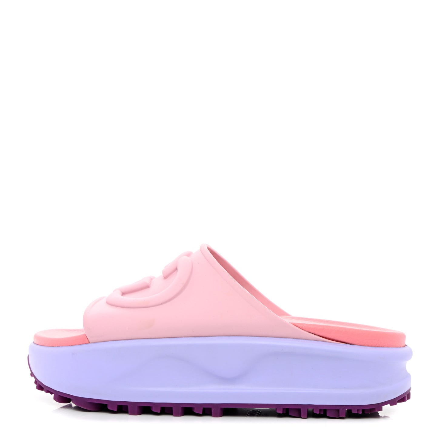 Soft Rubber Womens Interlocking G Platform 42mm Slide Sandals 38 Sugar Pink