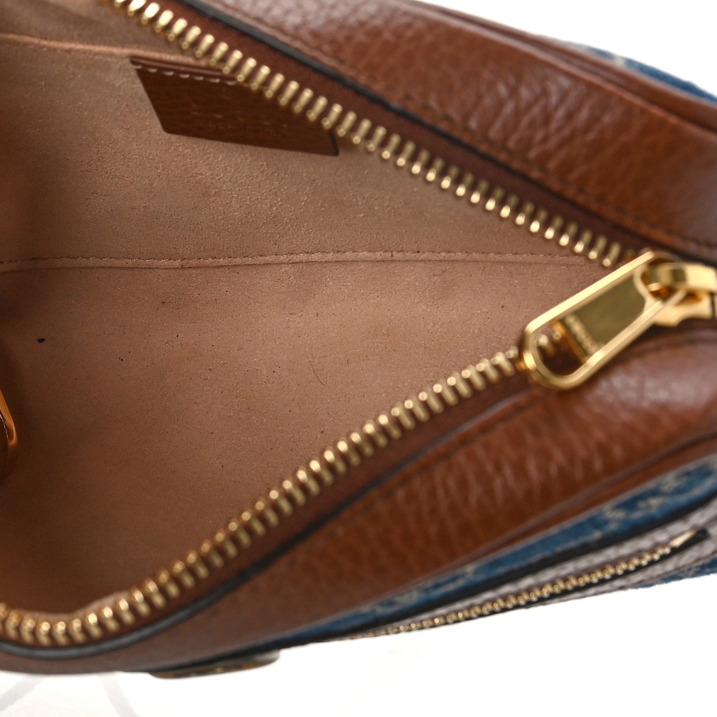 New Denim GG Monogram Dollar Calfskin Mini Ophidia Shoulder Bag Blue Tea Cuir Epilog