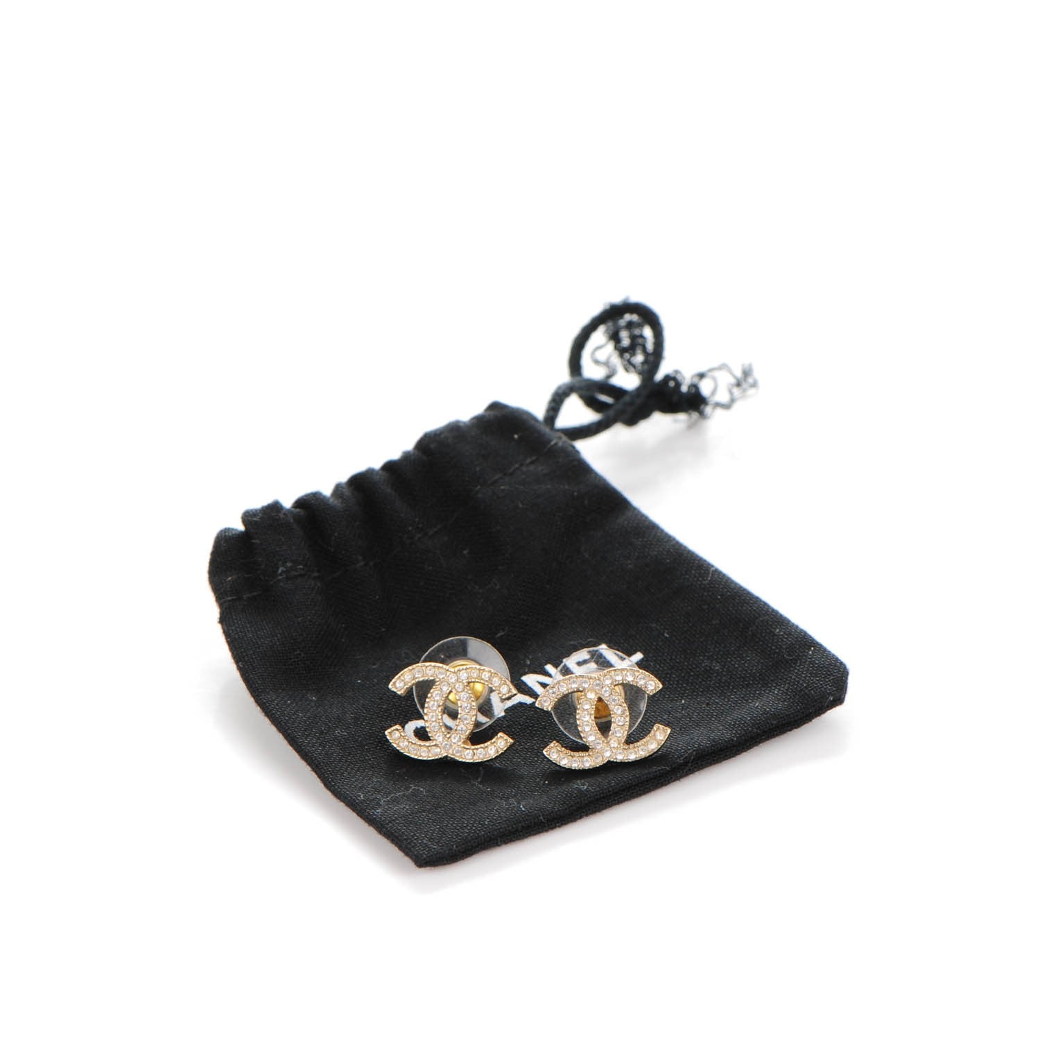 Chanel Crystal CC Earrings Gold 5 of 5