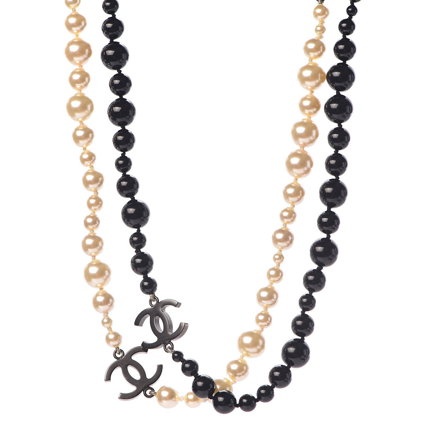 Chanel Pearl Beaded CC Long Necklace Black 1 of 5