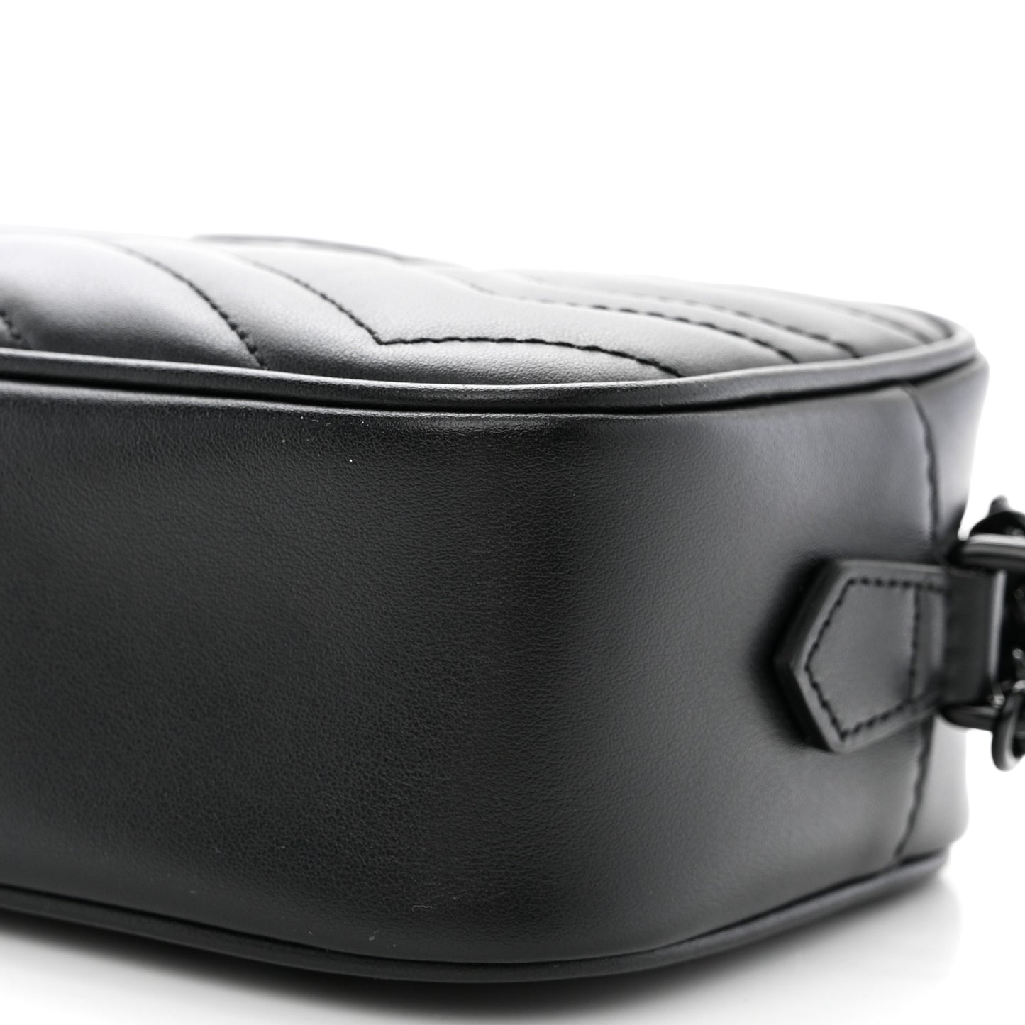 Calfskin Matelasse Monochrome Mini GG Marmont Chain Shoulder Bag Black