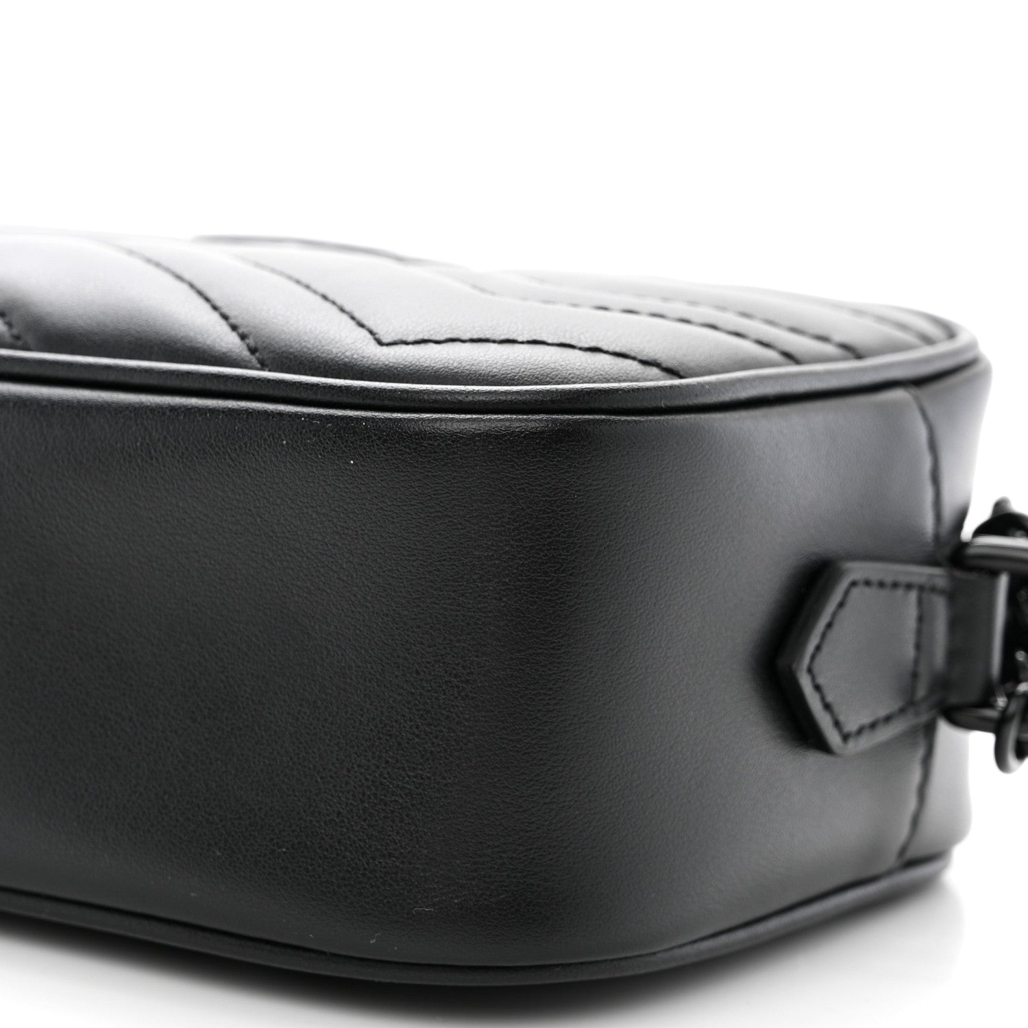 Gucci Calfskin Matelasse Monochrome Mini GG Marmont Chain Shoulder Bag Black 10 of 11