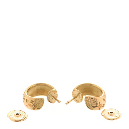 Hermes 18K Yellow Gold H Logo Hoop Earrings 3 of 5