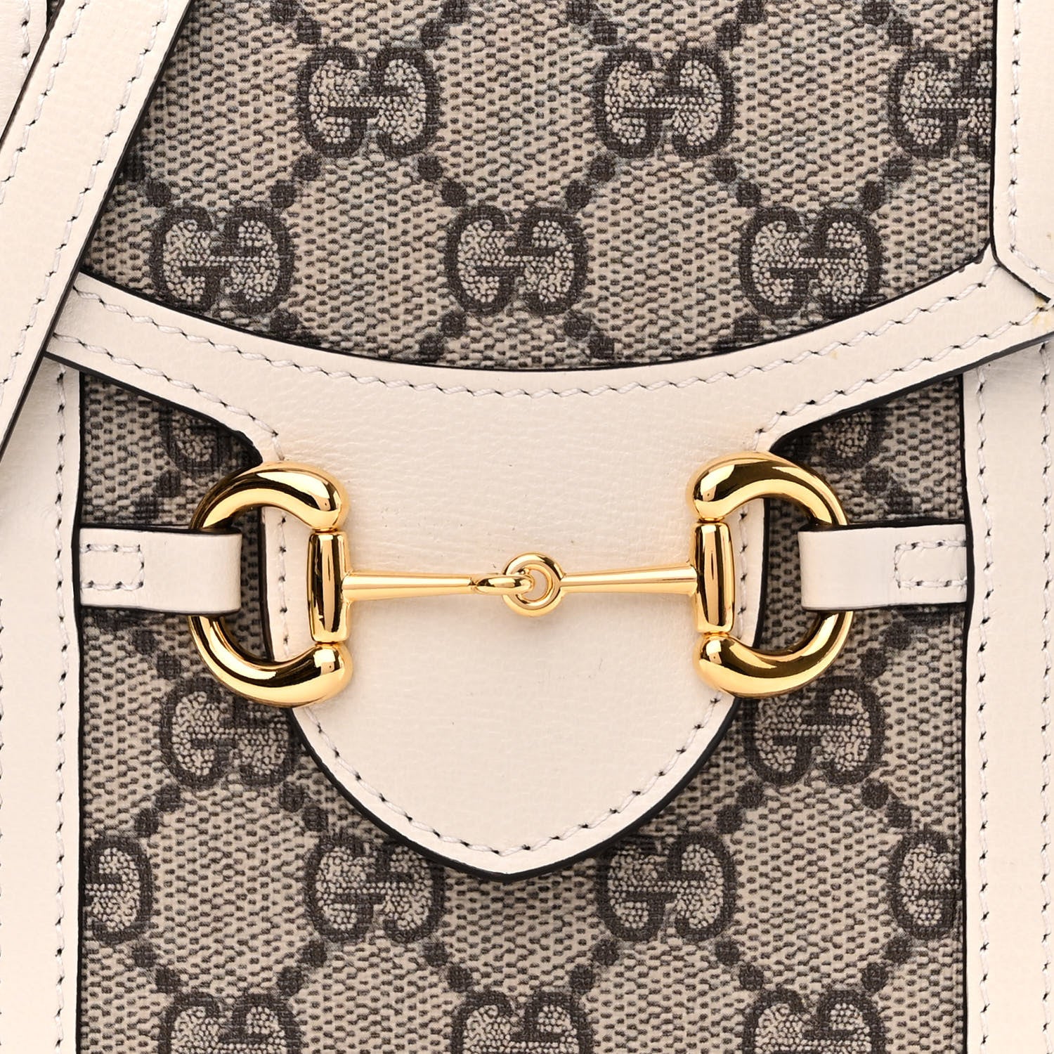 Gucci GG Supreme Monogram Azalea Calfskin Mini Horsebit 1955 Crossbody Bag Beige Ebony Mystic White 8 of 11