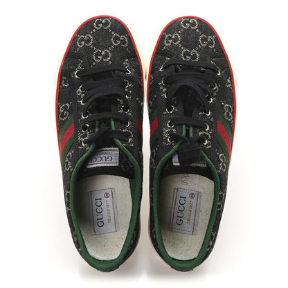 Gucci New Denim GG Monogram Web Womens 1977 Tennis Sneakers 39 Black Ivory 3 of 18