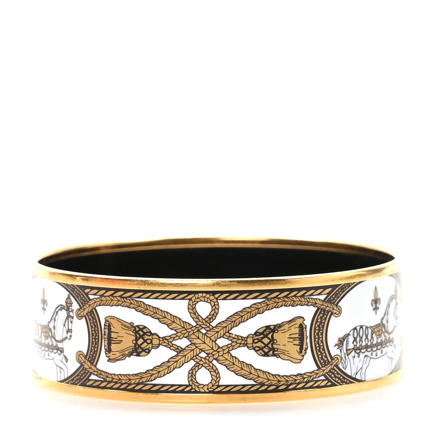 Enamel Printed Wide Grand Apparat Bracelet 65 White