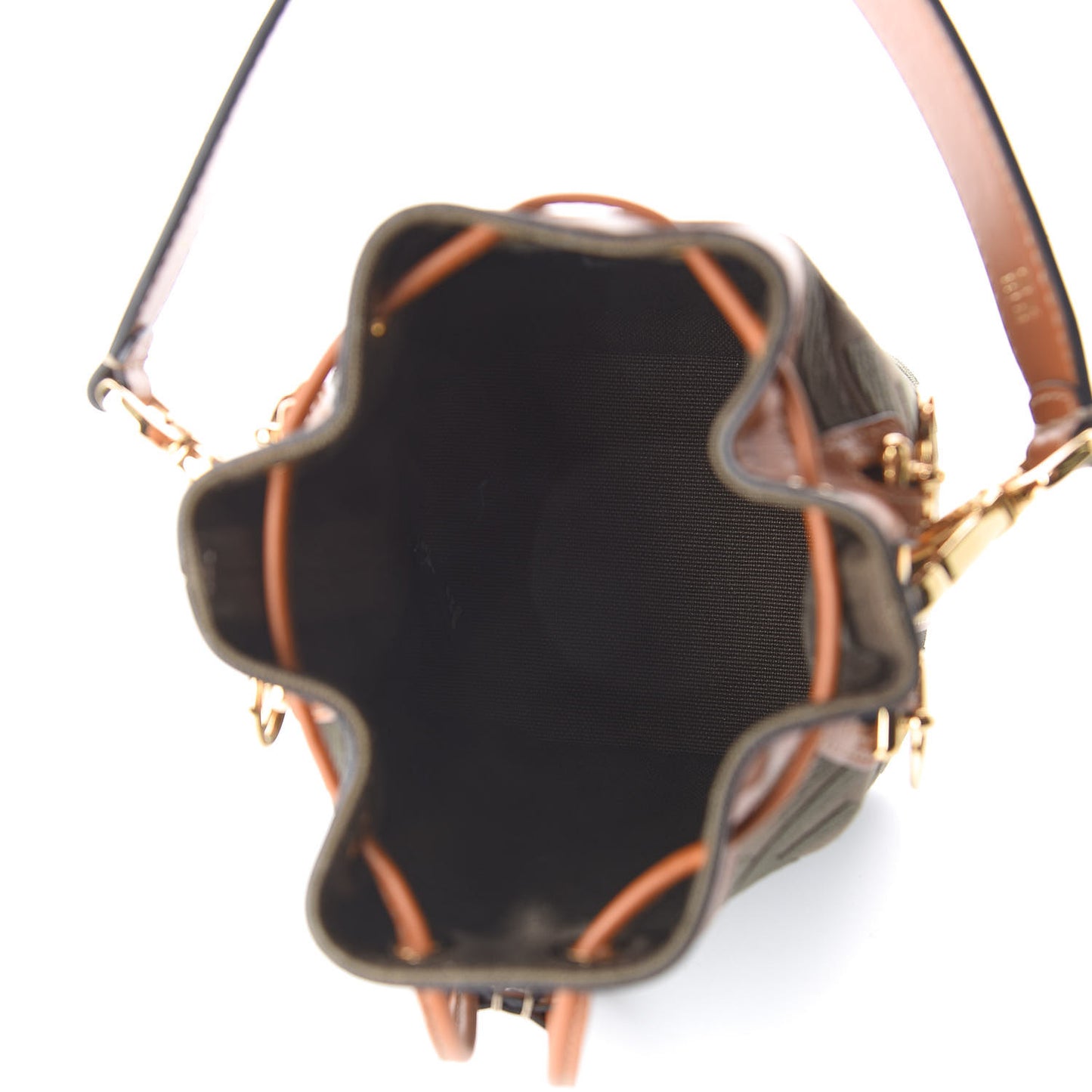 Canvas Vitello King F is Fendi FF Embroidered Mini Mon Tresor Bucket Bag Amazzonia Cuoio