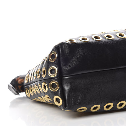 Burberry Calfskin Calf Hair Leopard Print Grommet Little Crush Black 8 of 9