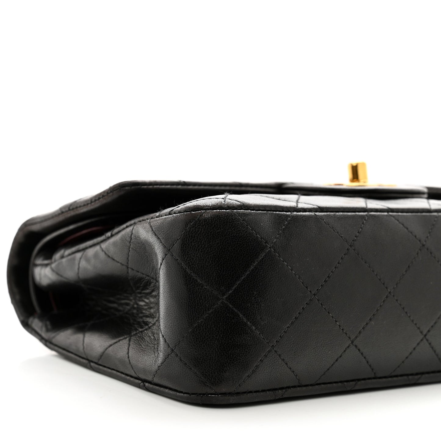Lambskin Quilted Small Double Flap Black