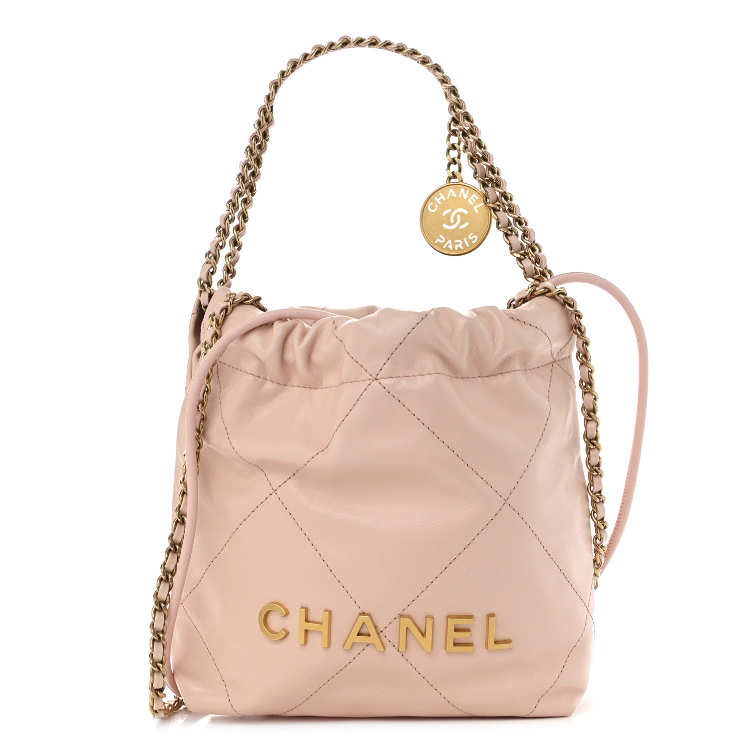 Chanel Shiny Calfskin Quilted Mini Chanel 22 Light Pink 1 of 10