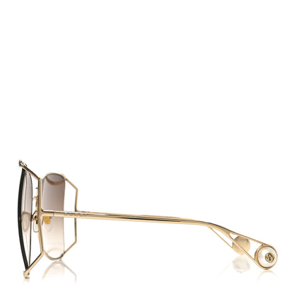 Gucci Metal Oversized Round Sunglasses GG0252S Gold Brown 3 of 7